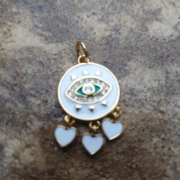 Evil Eye Pendant Charms 18K Gold Plated Heart Charms Fashion Women Jewelry Gift - Picture 1 of 1